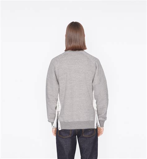 DIOR AND SACAI Sweatshirt Heathered Gray Cotton Fleece 